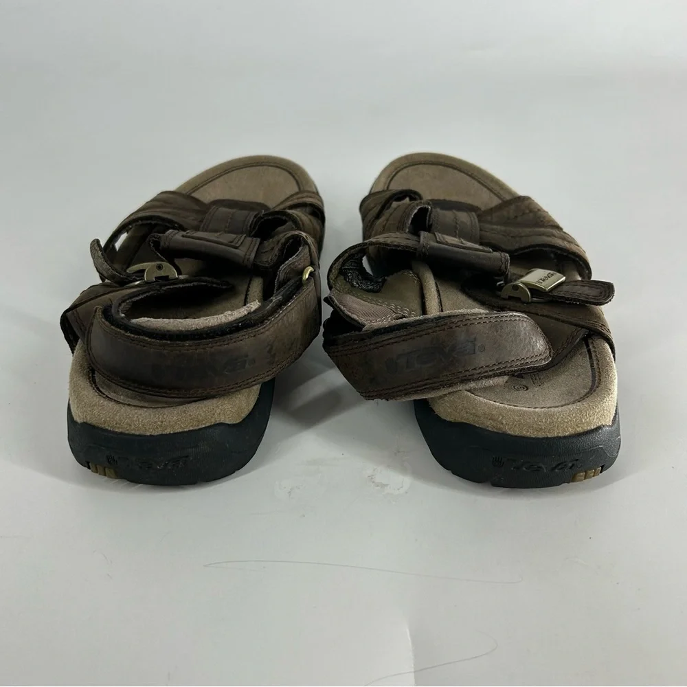 Teva Shoes Men 9 Brown Waterproof Leather Sandlas Fisherman Mule Slip On Comfort
